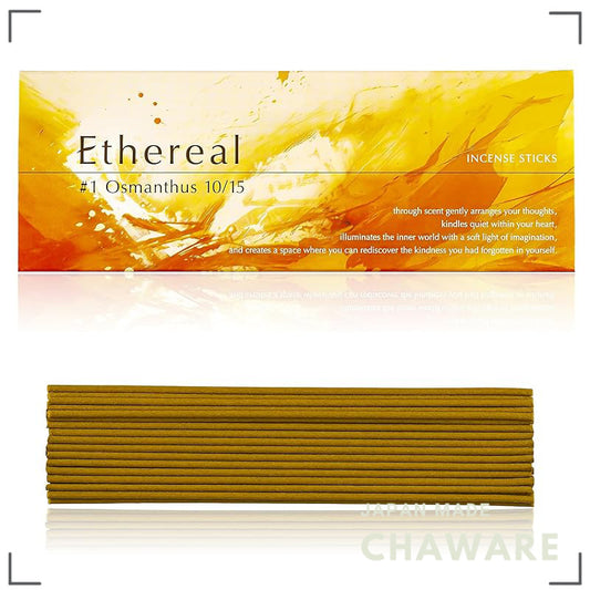 Ethereal Osmanthus Incense Sticks – Made in Japan, 30-Pack, Musk & Vanilla Scent, 13.5cm, ~30-Min Burn