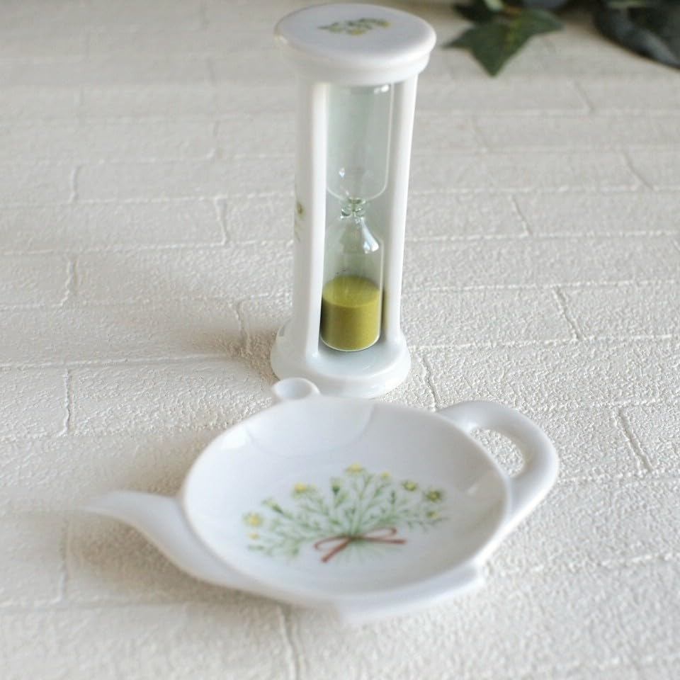 Seto Ware Japanese Ceramic Pot-Shaped Tea Bag Tray – Small Floral Tea Bag Holder Plate, 12×8.5×2 cm