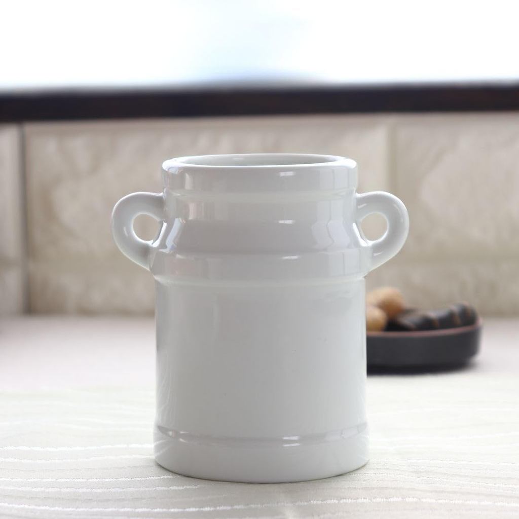 Cerapockke White Garden Seto Ware Ceramic Spoon Container - Made in JP Teaspoon & Chopstick Holder