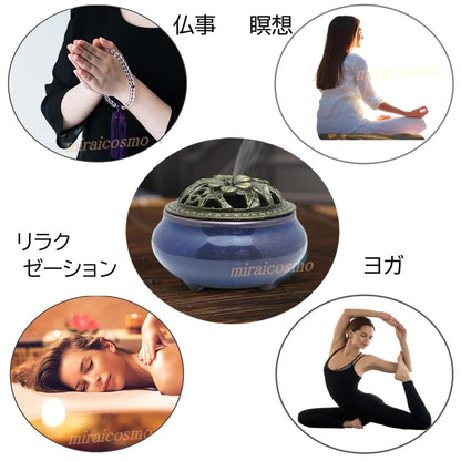 miraicosmo Ceramic Incense Burner & Holder Set – Soothing Color Tones