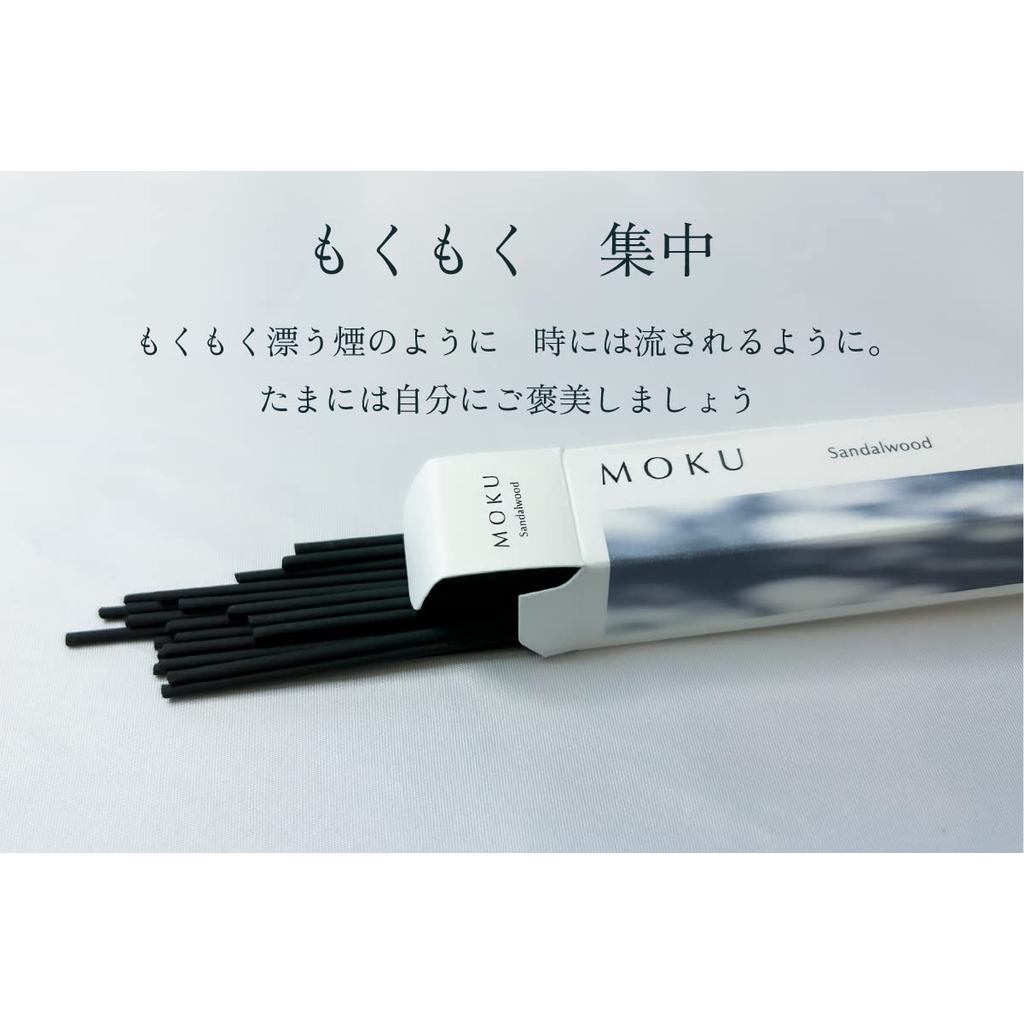 MOKU Premium Sandalwood Incense 30 Sticks - Awaji Island Natural, Handcrafted in Japan, No Holder