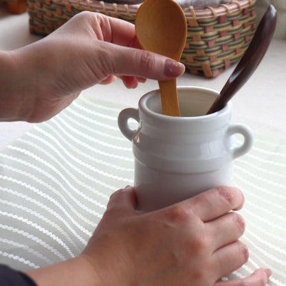 Cerapockke White Garden Seto Ware Ceramic Spoon Container - Made in JP Teaspoon & Chopstick Holder