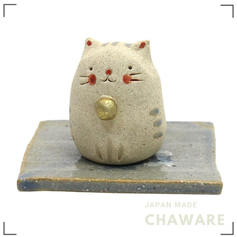 Handmade Japanese Cat Incense Stick Holder Ceramic Burner - Handcrafted Made in Japan Home Decor