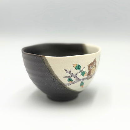 [Made in Japan] Stylish Japanese Kutani Ceramic Bowl - Owl Design, Perfect for Chazuke, Elegant Tableware, Premium Quality, Ideal for Birthdays, Milestone Celebrations, Gifts, Made in Japan.
