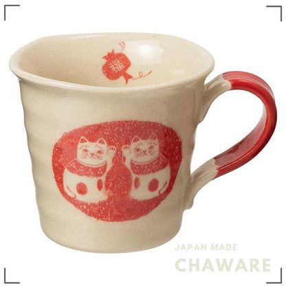 Seto-yaki Maneki Neko Ceramic Mug — Handcrafted Japanese Aichi Pottery