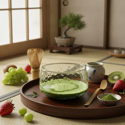 MiniMood 500ml Heat-Resistant Glass Bowl, Clear Ice Crack Textured Dessert Bowl, Japanese Tableware