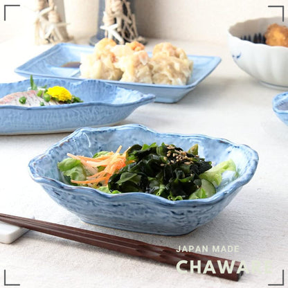 Cerapockke Seto-Yaki 18cm Blue Ceramic Salad Serving Bowl - Japanese Made Versatile Tableware