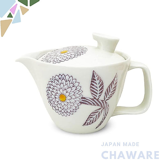 J-kitchens Kunzan Kiln Teapot Small Hasami Ware Made in Japan 240ml for 1-2 people with strainer Dahlia Purple