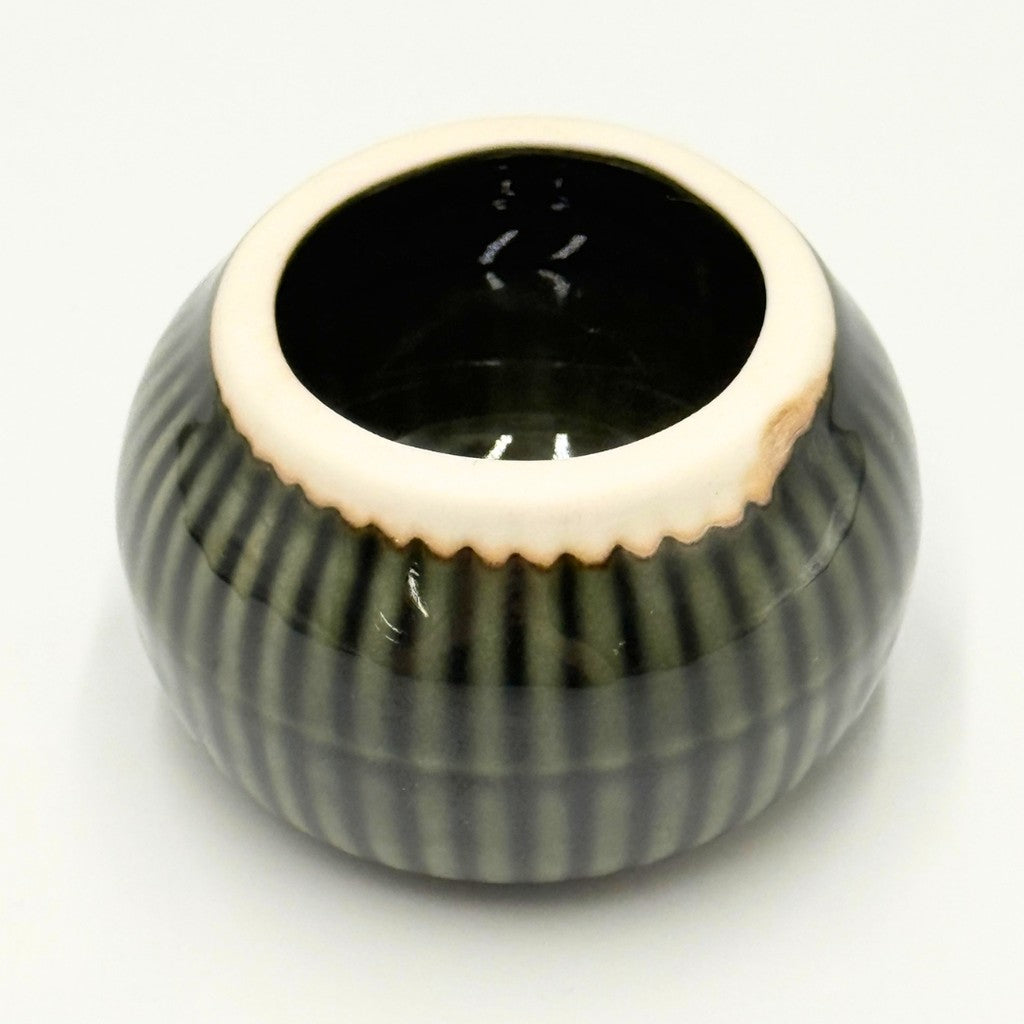 Oribe Mino Ware Matcha Tea Bowl & Bamboo Whisk Straightener, Japanese Tea Ceremony