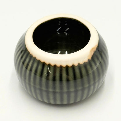 Oribe Mino Ware Matcha Tea Bowl & Bamboo Whisk Straightener, Japanese Tea Ceremony