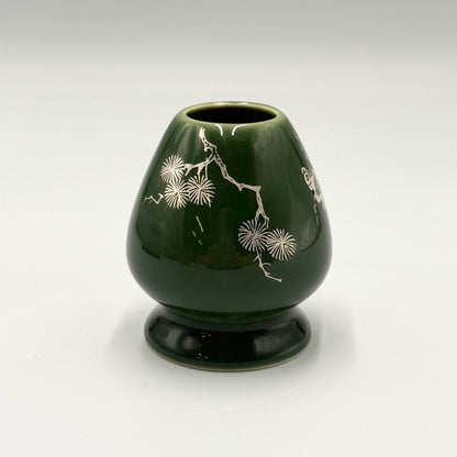 Ceramic Matcha Whisk and Whisk Holder Set (Green and Cherry Blossom)