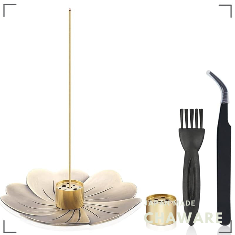Sakura Incense Stick Holder Set - Japanese Zen Ash Catcher Tray, Minimalist Home Decor, 4pcs