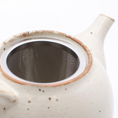 Japanese Mino Ware Rust Shino Teapot, Large 590ml Capacity, Ivory, Made in Japan