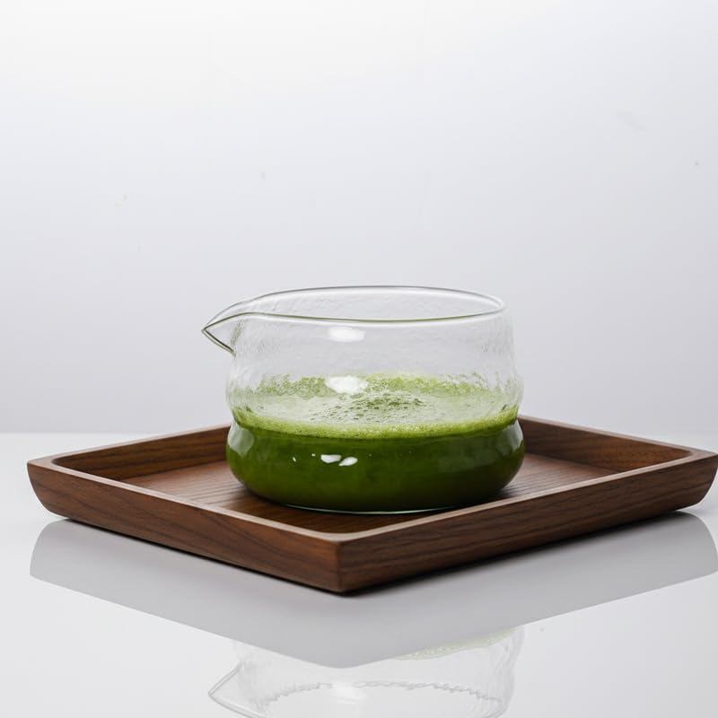 MiniMood Glass Matcha Bowl 13cm 600ml Clear Japanese Tea Ceremony Traditional Cloud Design Gift