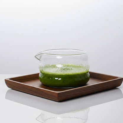 MiniMood Glass Matcha Bowl 13cm 600ml Clear Japanese Tea Ceremony Traditional Cloud Design Gift