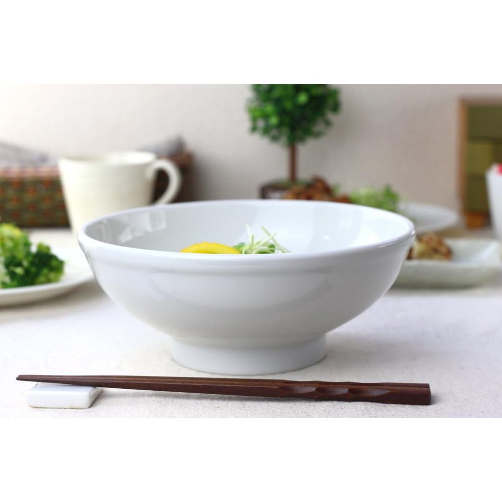 Cerapockke Large 21cm White Mino Ware Udon Bowl - Made in Japan Ceramic Tableware Porcelain