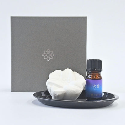 Hanaokuri Hana Kaoru Aroma Incense & Stone Set - Kutani, Agarwood Scent, Flameless Memorial Gift