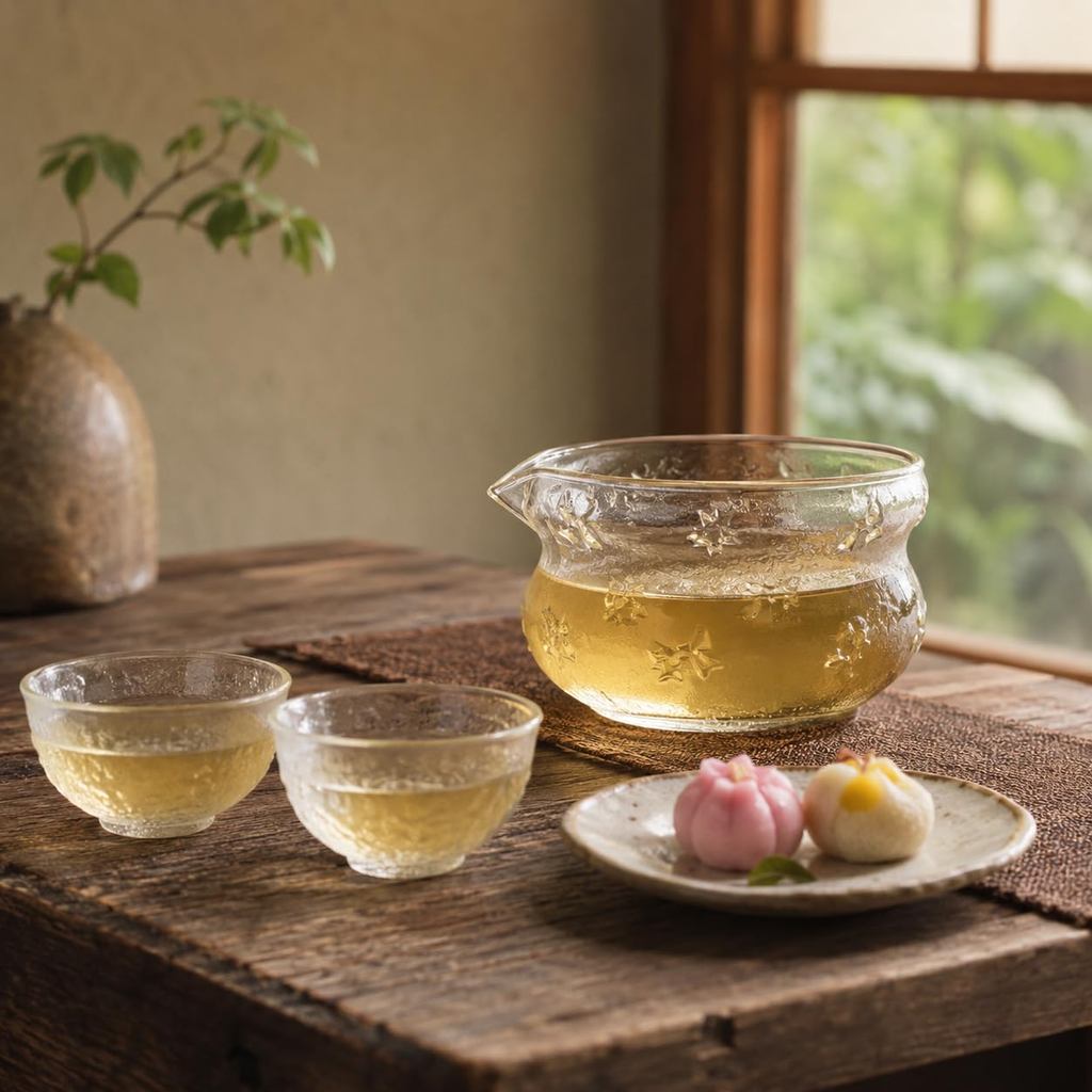MiniMood 450ml Heat-Resistant Glass Pouring Bowl, Spouted Tea Pitcher, Japanese Tea, Matcha
