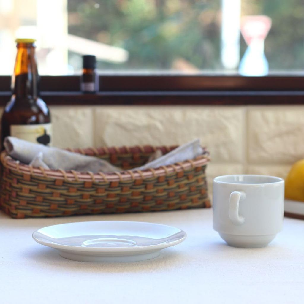 Cerapockke Simple Cup & Saucer 170ml White - Japanese Mino/Seto Ceramic, Microwave Safe, Easy Clean