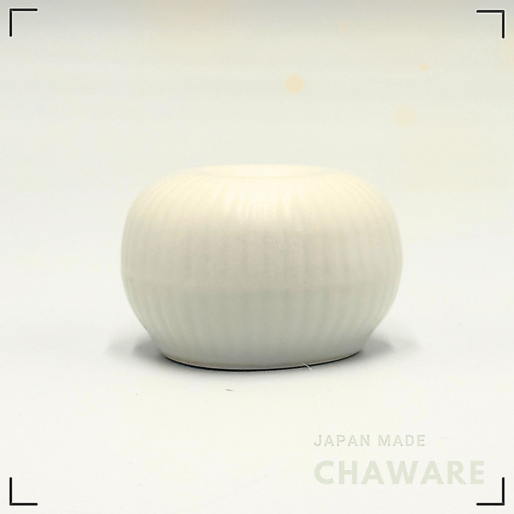 Japanese Mino Ware White Chasen Stand Round Porcelain Matcha Whisk Holder Made in Japan
