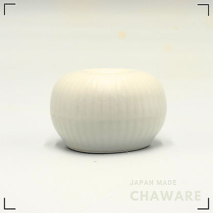 Japanese Mino Ware White Chasen Stand Round Porcelain Matcha Whisk Holder Made in Japan