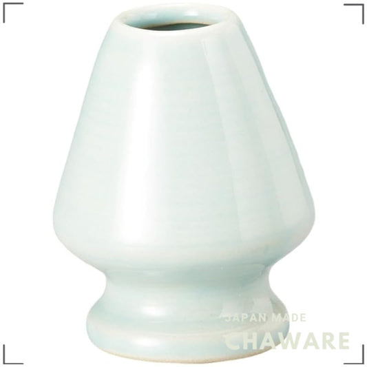 Matcha Tea Bowl, Blue-White Ceramic Tea Whisk Rest, Mino Ware, Made in Japan 3×6.3×8cm
