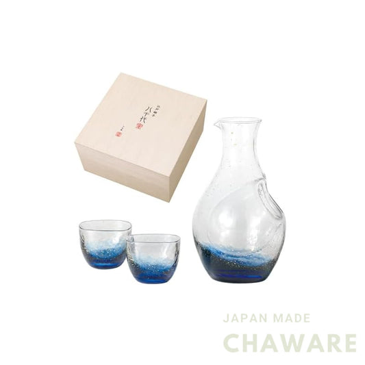 Toyo-Sasaki Glass Yachiyo Kiln Japanese Cold Sake Set G641-M81, Elegant Sakeware Gift