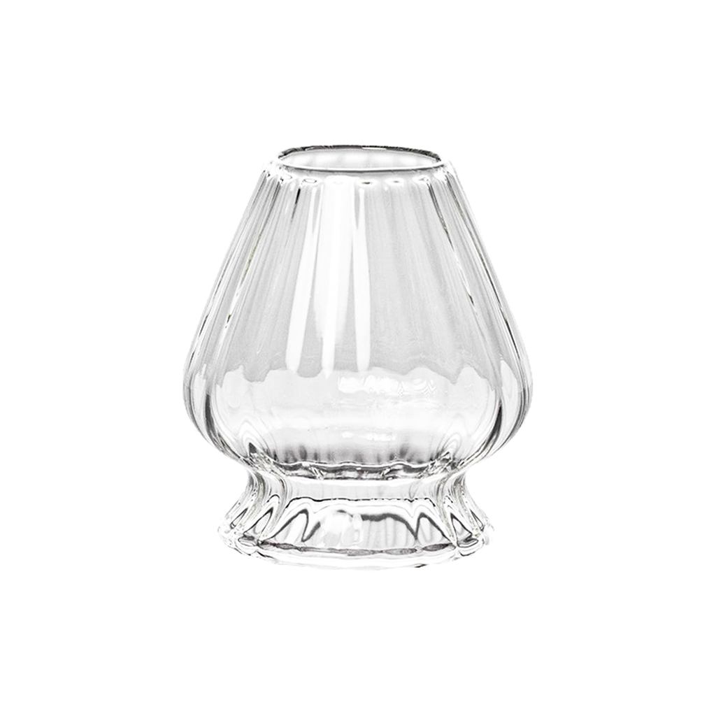 Minimood Matcha Whisk Holder, Clear/Pink Glass, 6.6x4.2x6cm, Tea Ceremony Tool, Transparent Stripe