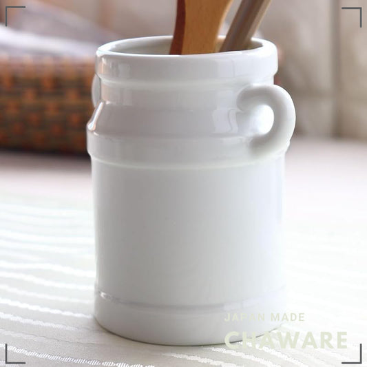 Cerapockke White Garden Seto Ware Ceramic Spoon Container - Made in JP Teaspoon & Chopstick Holder