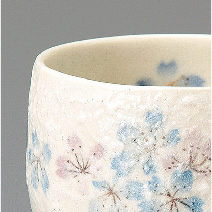 Sohogama Kiln Japanese Ceramic Sushi Yunomi Tea Cup, Heian Cherry Blossom, Blue, 8.5x8cm, 300ml