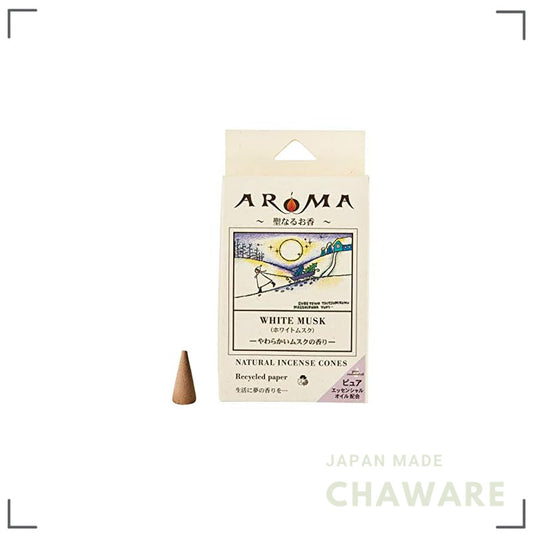 Handmade Awaji White Musk Incense Cones - Soft Musk Aroma, 16 cones (~20 min), Made in Japan