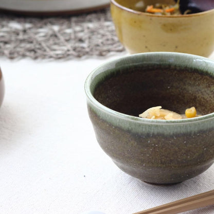 Cerapockke Shunkai 4-inch 11.5cm Black Japanese Mino Ware Bowl - Donburi Deep Rice Salad Udon