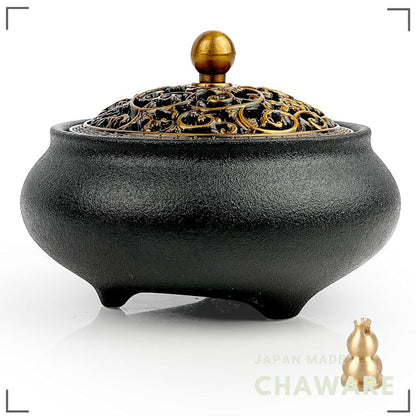 Ceramic Incense Burner with Lid, Flame-Retardant Cotton and Holder for Yoga, Meditation & Altar