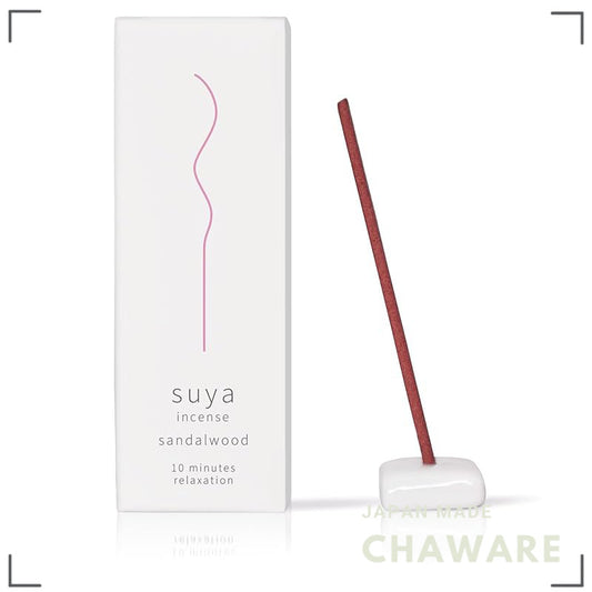 Suya Natural Sandalwood Incense Sticks 30pcs with Ceramic Holder – Made in Awaji Island, Japan