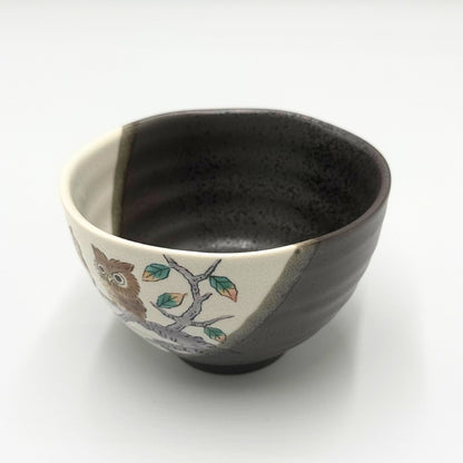 [Made in Japan] Stylish Japanese Kutani Ceramic Bowl - Owl Design, Perfect for Chazuke, Elegant Tableware, Premium Quality, Ideal for Birthdays, Milestone Celebrations, Gifts, Made in Japan.