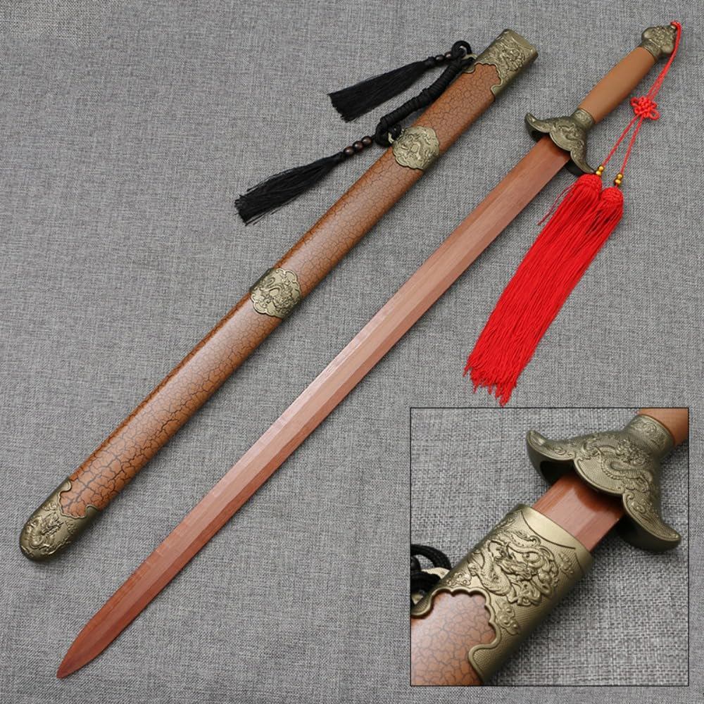 Minogo 97cm Wooden & Bamboo Training Sword — Lightweight Durable Tai Chi Kendo Iaido Practice Bokken Shinai for Beginners Workout Stage Prop Cosplay Gift