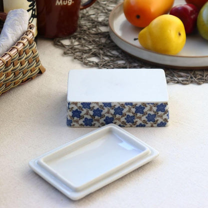 cerapockke Arita/Mino/Seto Japanese porcelain lidded 12.5cm blue small storage bowl for appetizers