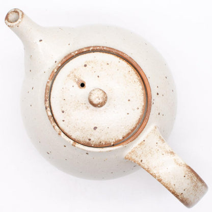 Japanese Mino Ware Rust Shino Teapot, Large 590ml Capacity, Ivory, Made in Japan