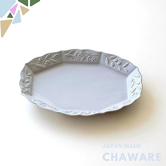 Seto-yaki Olive Oval Ceramic Plate – Japanese-Made Medium-Large Main Dish, Simple Classic Tableware