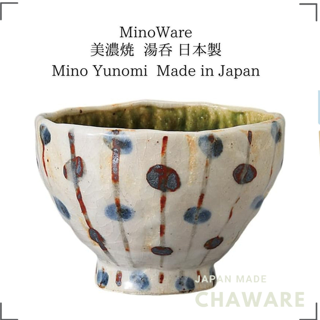 Mino Ware Oribe Hand-Shaped Yunomi Tea Cup 250ml Japanese Ceramic Sencha Cup Microwave Safe Made in Japan