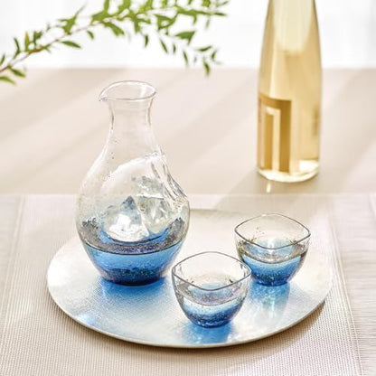 Toyo-Sasaki Glass Yachiyo Kiln Japanese Cold Sake Set G641-M81, Elegant Sakeware Gift