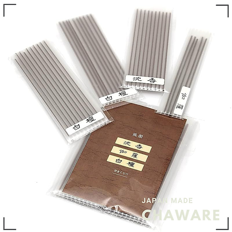 Minori-en Fuin Japanese Incense Trial Set - Agarwood (Kyara), Sandalwood Sticks, Natural, Japan