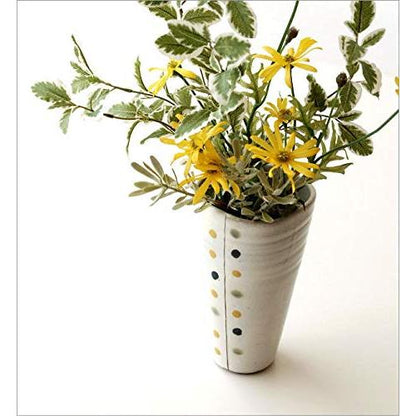 Seto-Yaki Ceramic Vase - Stylish, Cute Japanese-Style Flower Pottery Made in Japan, Handmade Roku