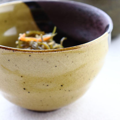 cerapockke Mino-yaki 11.5cm Yellow 4-sun Small Deep Bowl Made in Japan Seto Ware Donburi