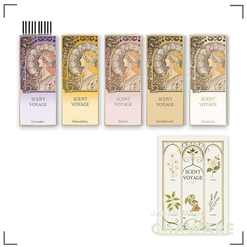 Japanese Low-Smoke Incense Sticks Aromatherapy Set - 5 Fragrances by Scent Voyage, Mild Burn