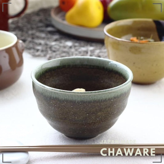Cerapockke Shunkai 4-inch 11.5cm Black Japanese Mino Set Bowl - Donburi Deep Rice Salad Udon