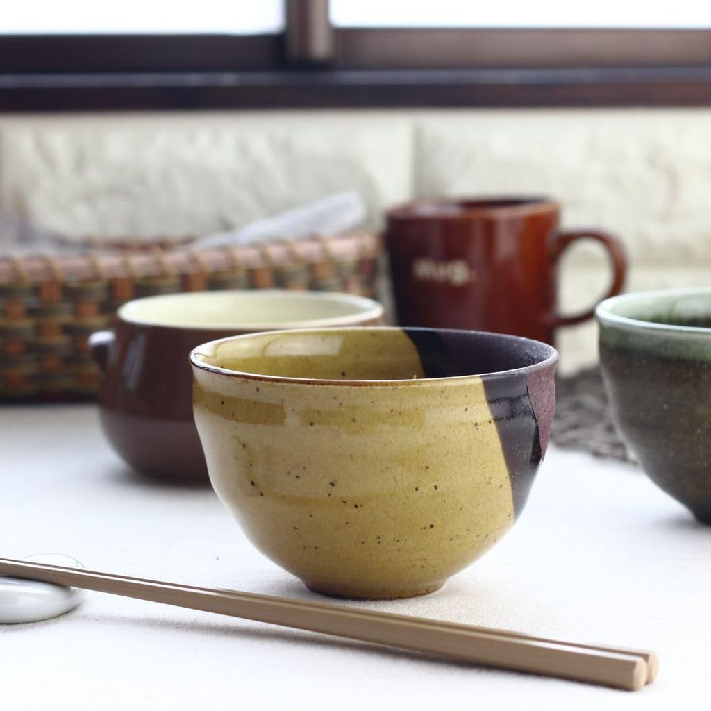 cerapockke Mino-yaki 11.5cm Yellow 4-sun Small Deep Bowl Made in Japan Seto Ware Donburi