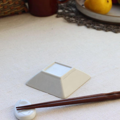 cerapockke Nox Square Mini Plate 9cm - Japanese Minoware (Seto-yaki) White Small Dish Soy/Pickle