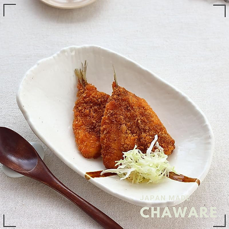 Cerapockke Mino & Seto Ware 22.5cm Hand-Painted Brown-Line Deep Long Pasta Plate Made in Japan