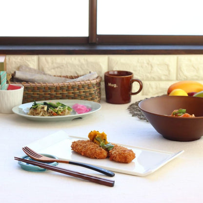 cerapockke 31cm White Japanese Mino-Seto Ceramic Rectangular Dinner Plate - Large Appetizer
